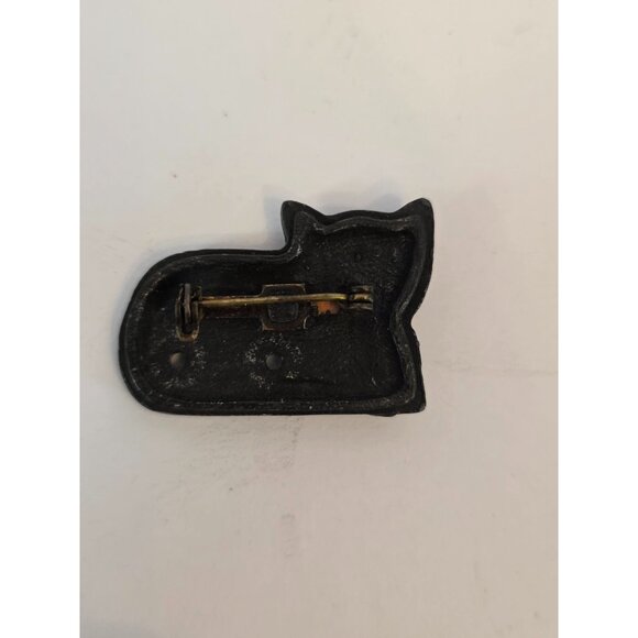 Vintage Torino Pewter Cat Brooch Pin With Bow & Curled Tail - Picture 2 of 4